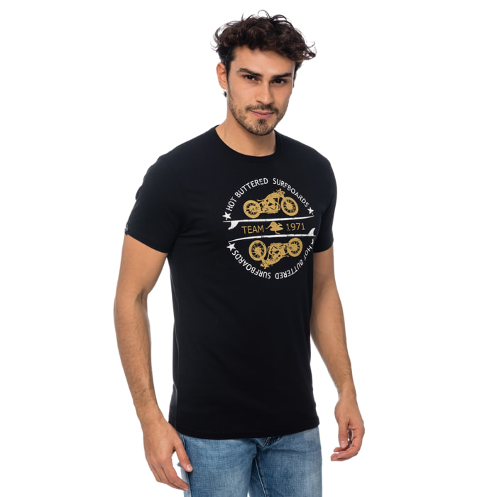 T-shirt in cotone 150 gr Thunder Hot Buttered Nero.