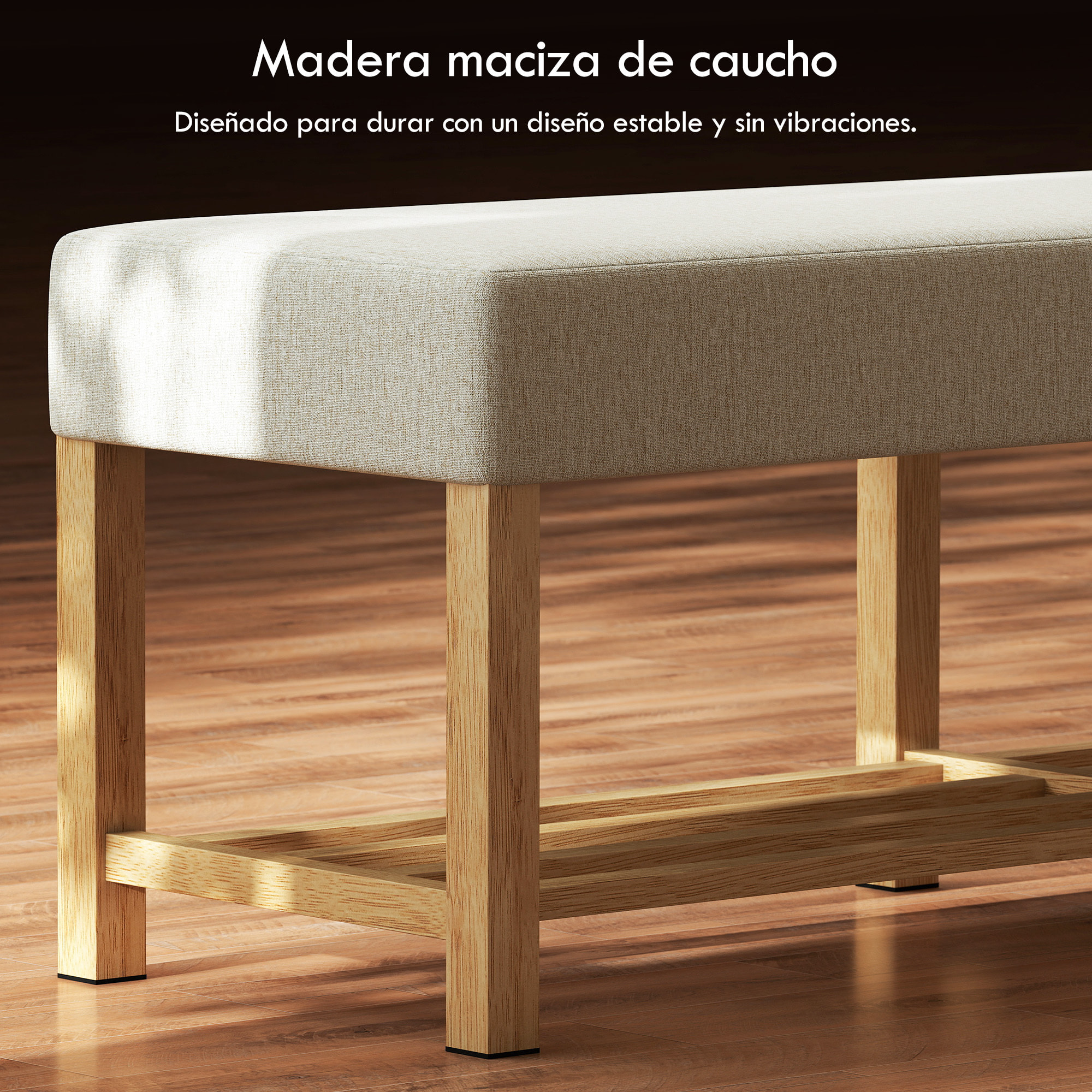 Banco Zapatero, Banco Recibidor Moderno, con Asiento Acolchado para 2 Personas, Estante Abierto, Marco de Madera, para Entrada, Pasillo, Salón, 140x44x48 cm, Crema y Madera Natural