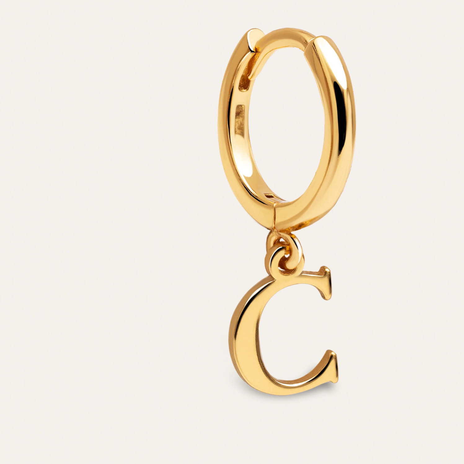 Pendiente Suelto Personalizado Aro Letter Plata Baño Oro