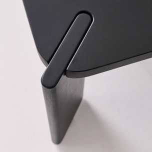 Table basse exotique carrée bois massif 80cm noir - Reva