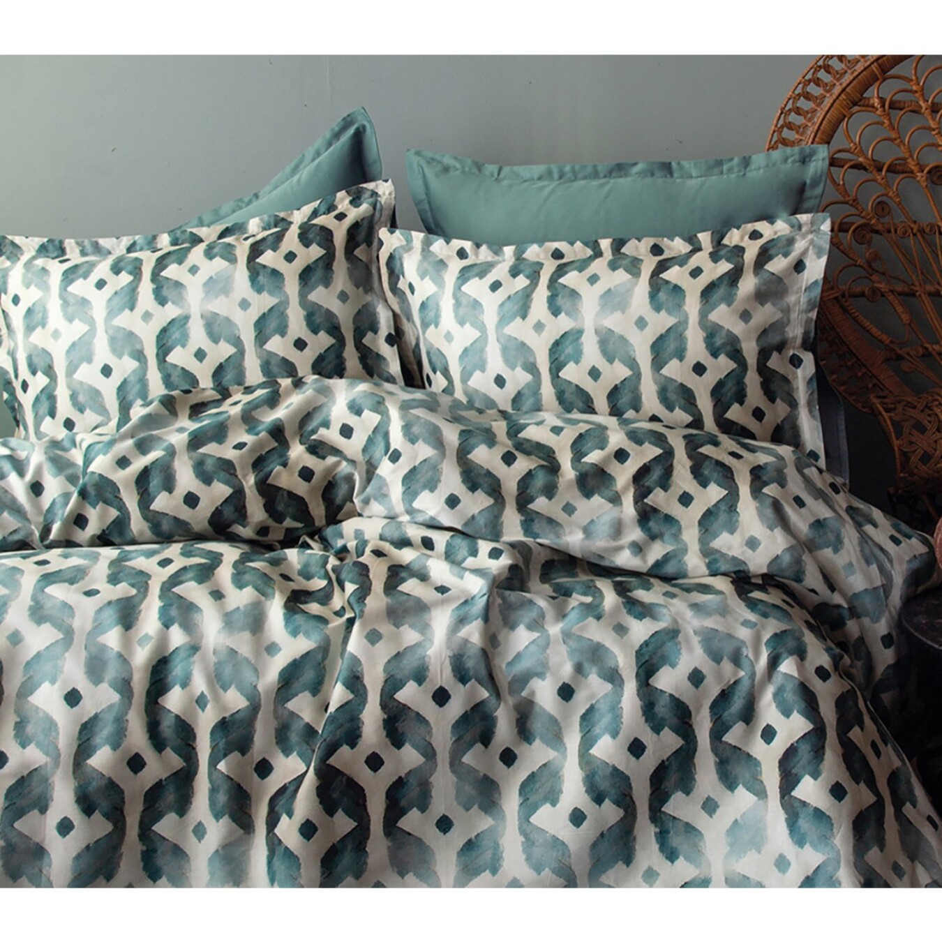 Parure housse de couette 240x220 cm et 2 taies d'oreiller 63x63cm satin de coton imprimé