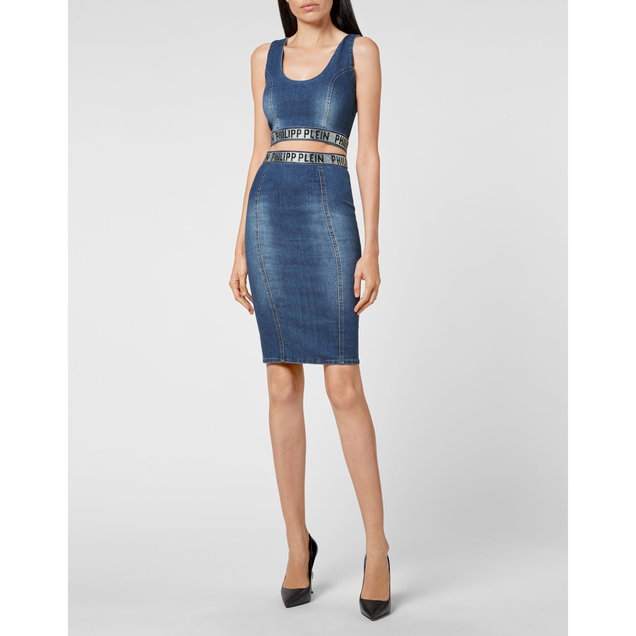 PHILIPP PLEIN Denim Short Skirt