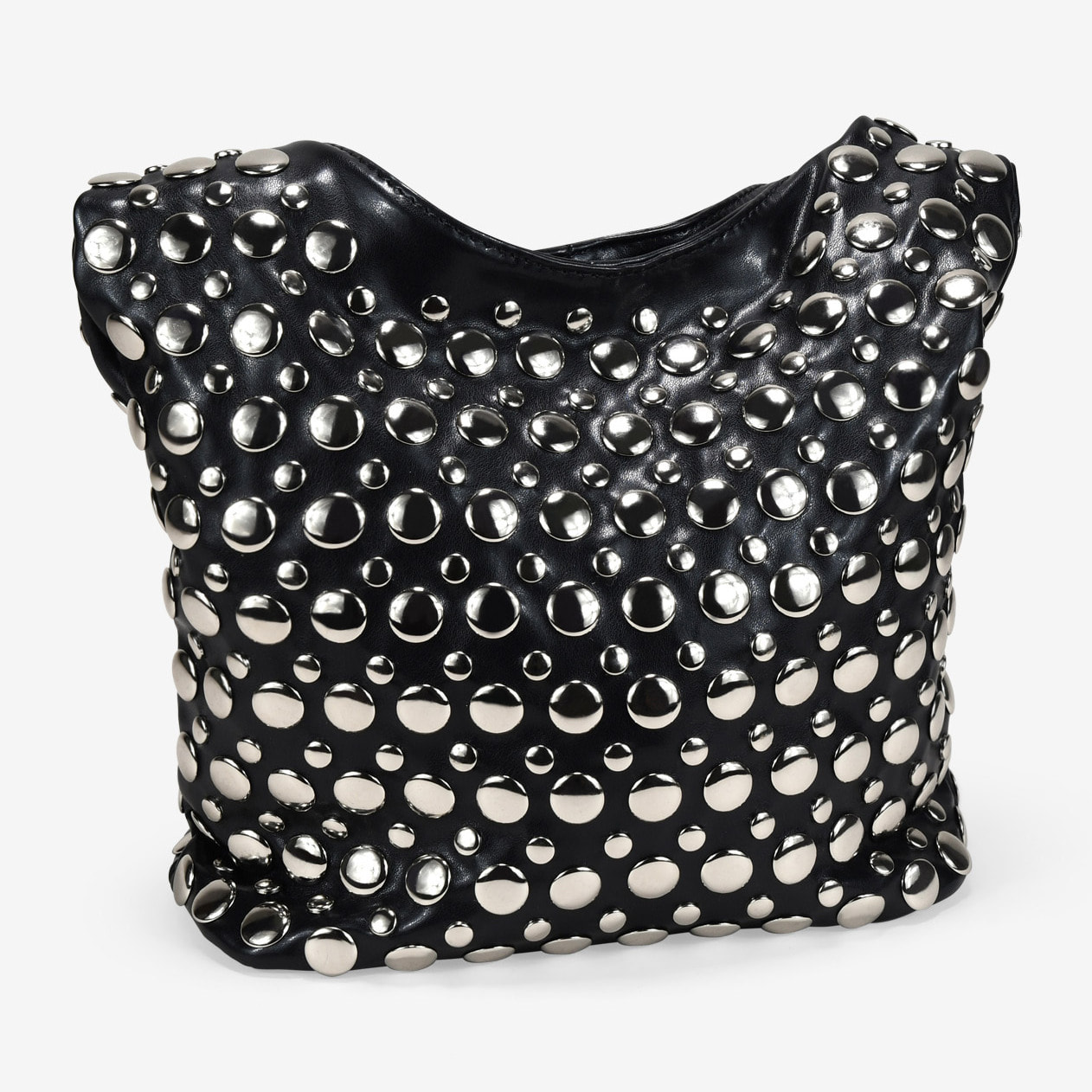 Bolso de hombro negro con tachas metálicas