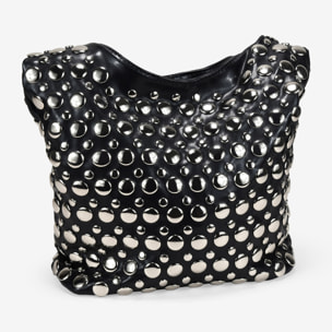 Bolso de hombro negro con tachas metálicas