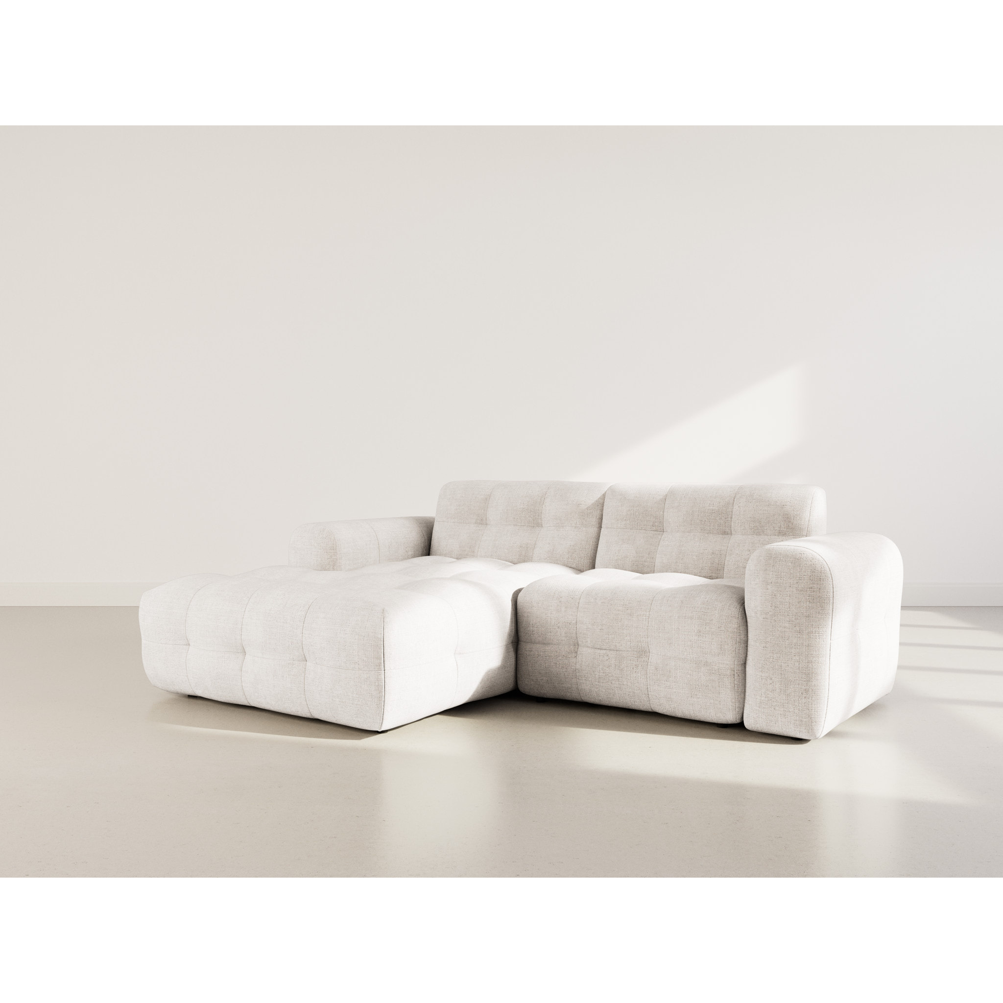 Diane - Canapé d'angle gauche 4 places en velours texturé - Beige