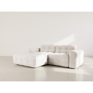Diane - Canapé d'angle gauche 4 places en velours texturé - Beige