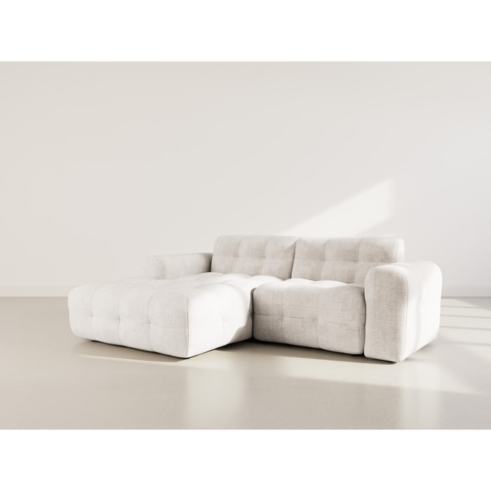 Diane - Canapé d'angle gauche 4 places en velours texturé - Beige