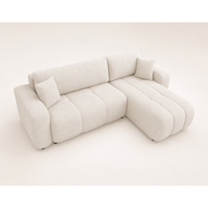 Nicole - canapé d'angle réversible 4 places convertible avec coffre en tissu - Beige