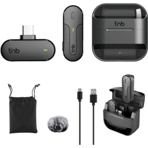 Micro cravate sans fil TNB sans fil avec boitier de charge noir