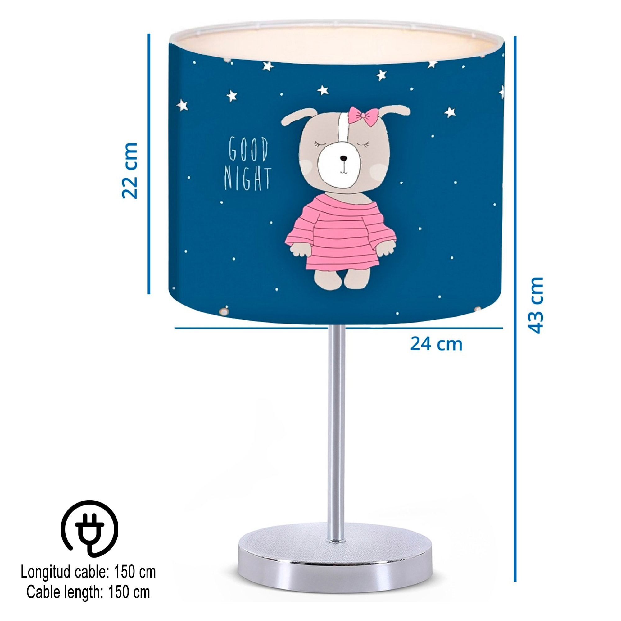 Lámpara de noche 43 cm. multicolor, tipo E 27 Max 60 W