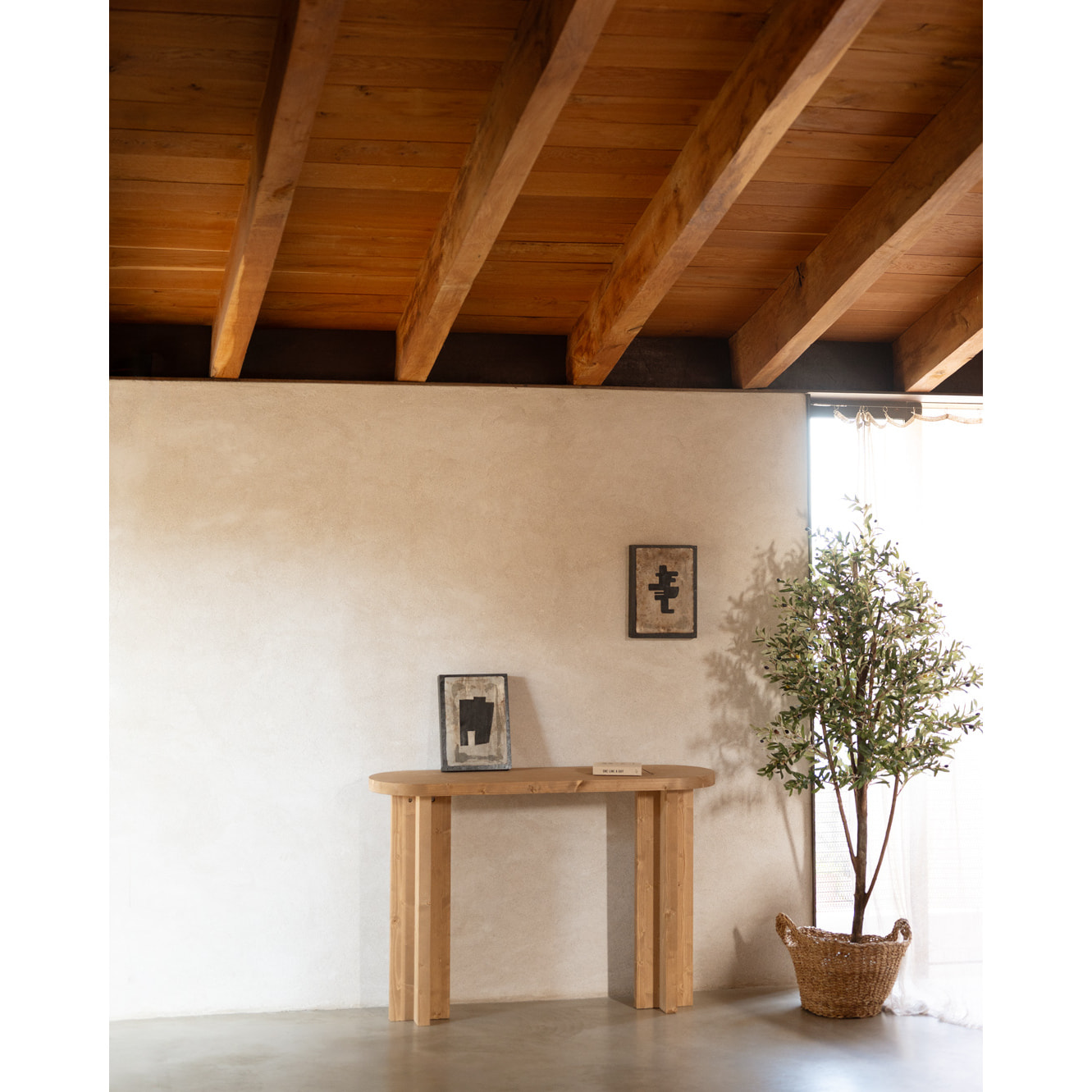 Console en bois massif ton chêne moyen 120x80cm Hauteur: 80 Longueur: 120 Largeur: 35