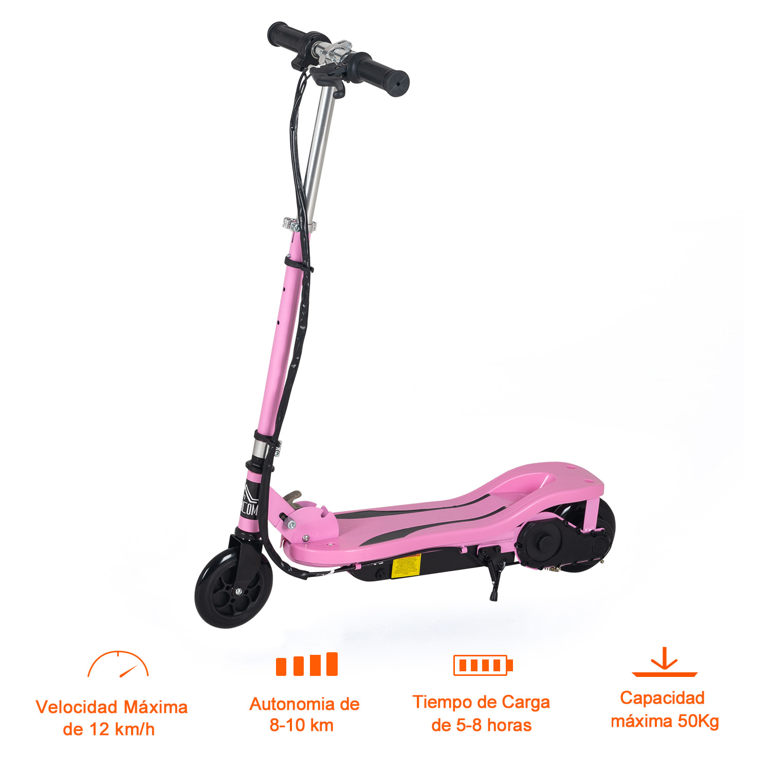 Patinete Eléctrico Plegable Metal 75x36x82-93 cm Rosa