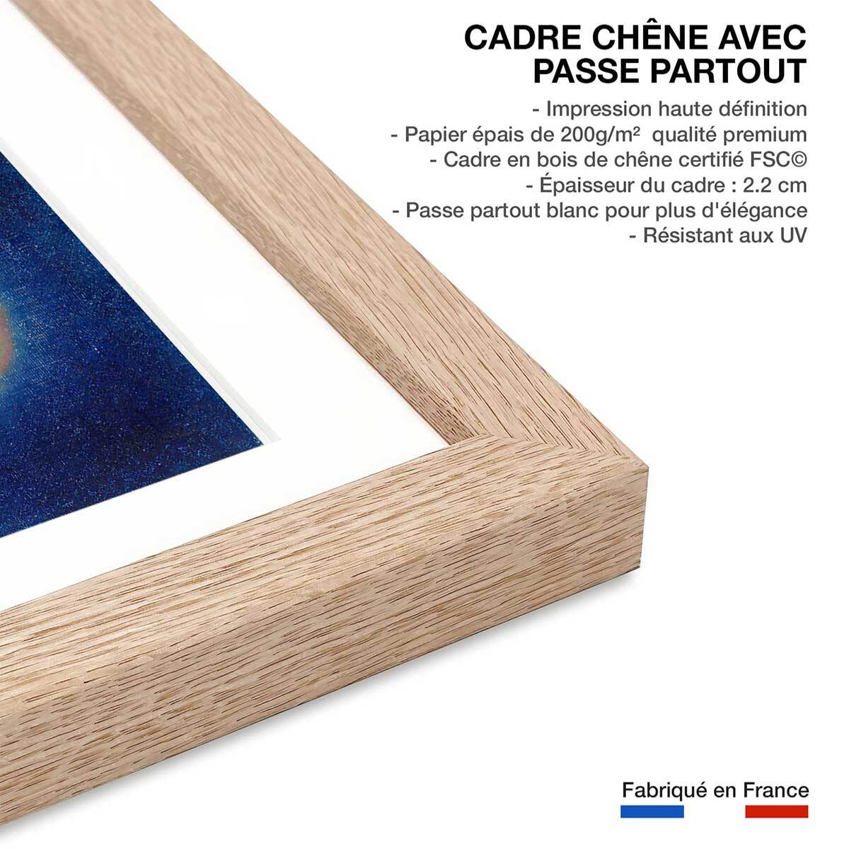 Poster Bleu de Ciel - Wassily Kandinsky Affiche + cadre en bois - Chêne
