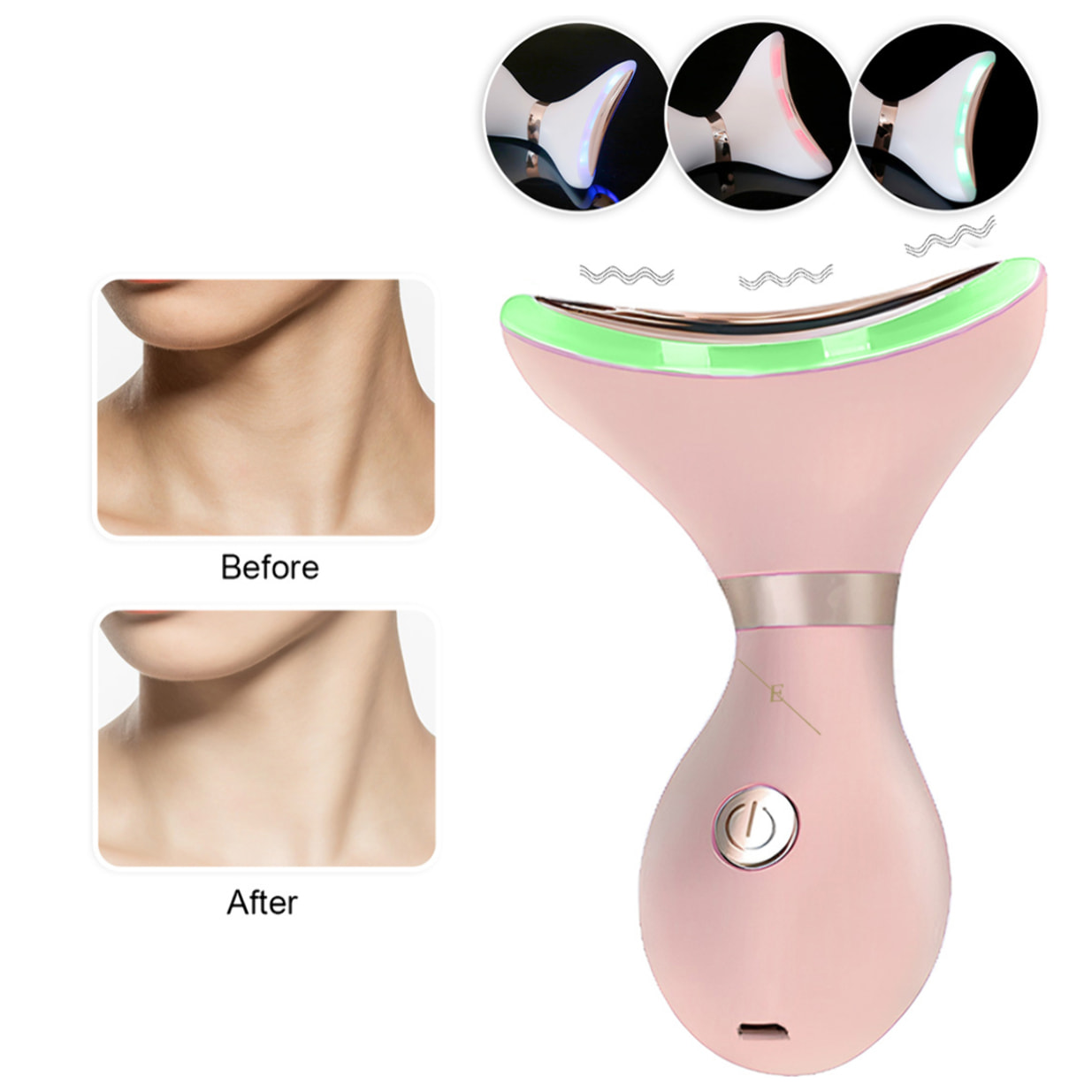 Sistema antienvejecimiento LED para definir el cuello y la mandíbula (color rosa)