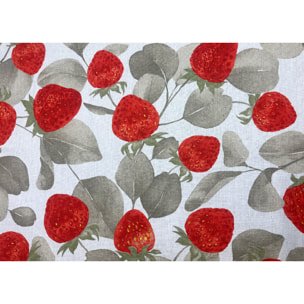 Tovaglia Cucina In 100% Cotone Made In Italy Disegno Fragola 140x180