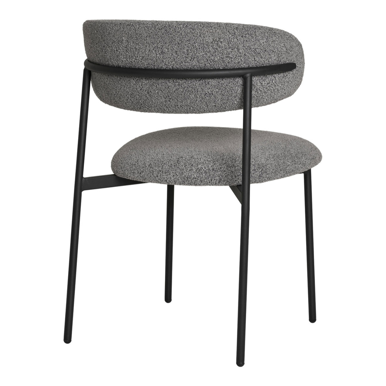 Set 2 sedie da pranzo Mira in Bouclé Grigio Chiaro con Gambe Nere