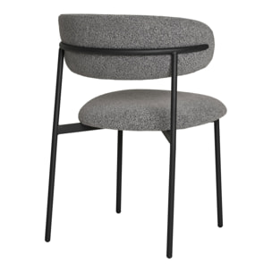 Set 2 sedie da pranzo Mira in Bouclé Grigio Chiaro con Gambe Nere