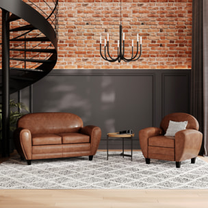 Ensemble canapé et fauteuil camel 3 places - Club - Club