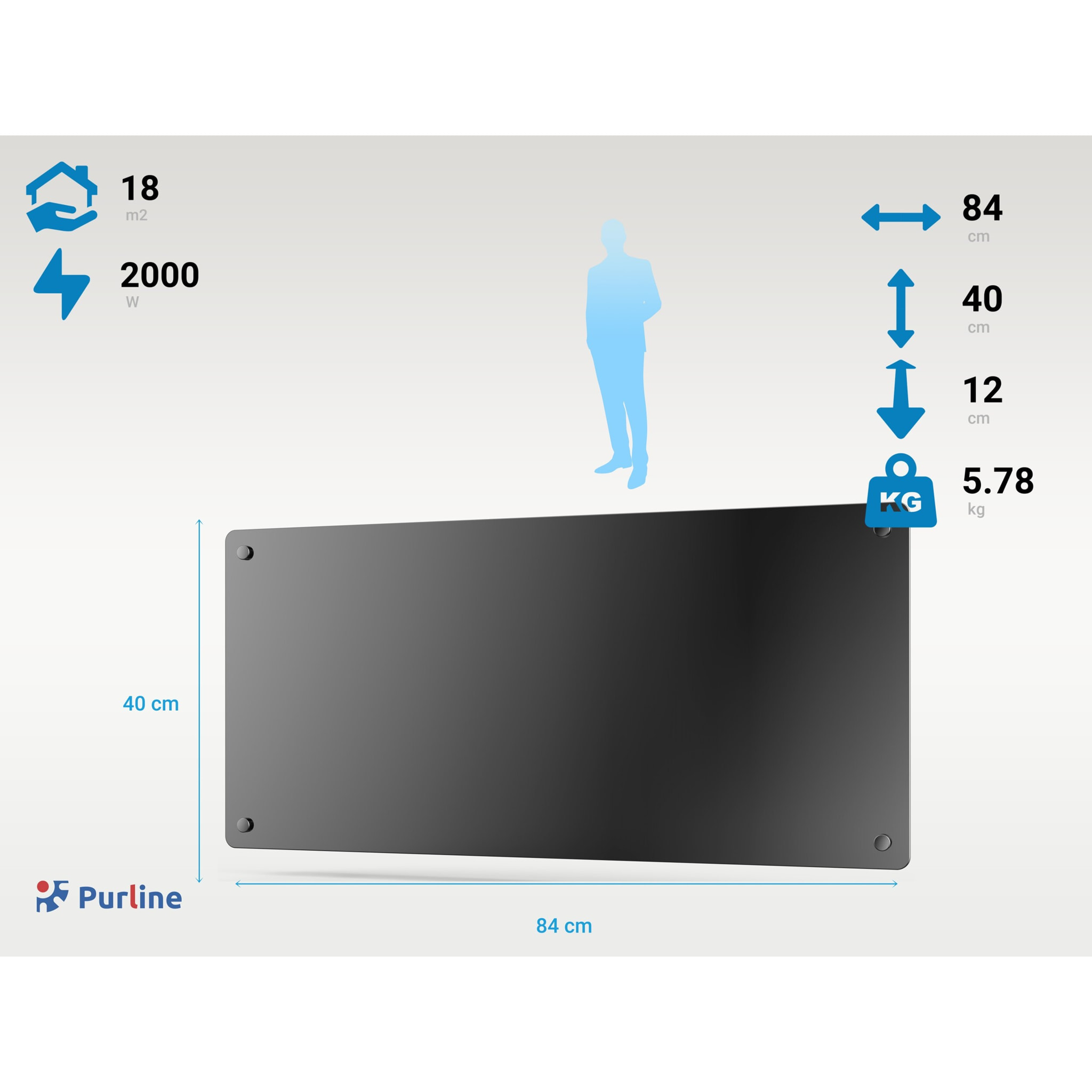 Radiador con panel de cristal y control WiFi por App PANEL GLASS 2000 PURLINE 2000 W - 2000