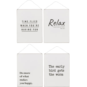 J-Line pancarte Texte Francais/Anglais - métal - blanc//noir - 4 pcs