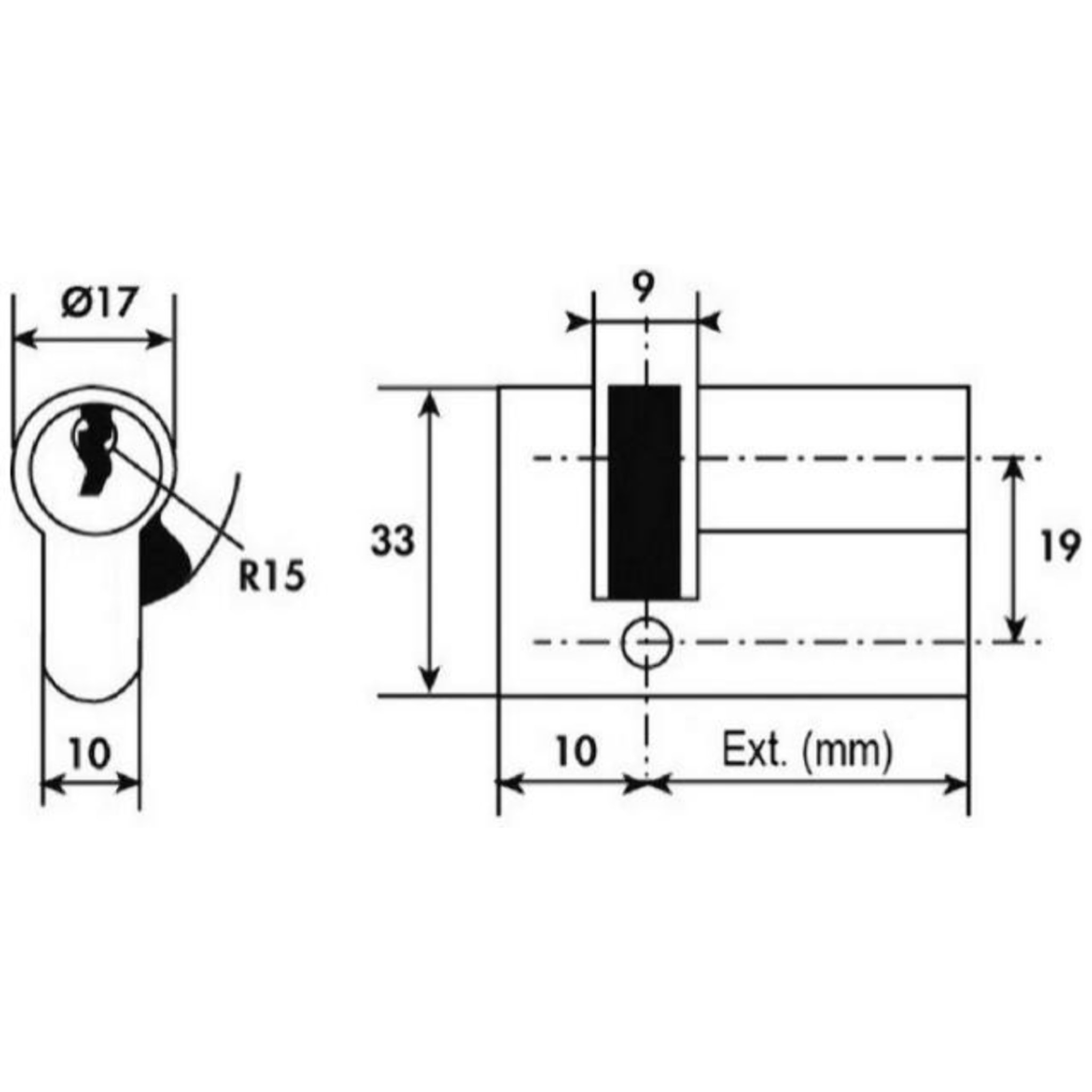 Cylindre entrouvant TESA n°clef 97856 B Laiton - 50303010L 97856