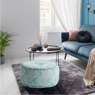 Pouf Tomasucci YARA IKAT MINT, en polyester et mousse, 60 × 60 × 30 cm