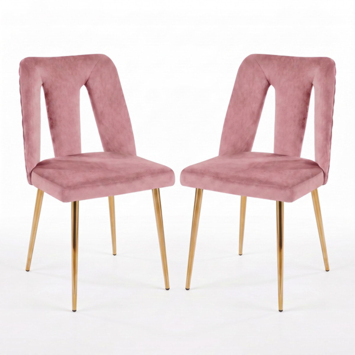 Sedia Imbottita in Effetto Velluto con Schienale Aperto e Gambe Oro, Design Moderno ed Elegante per Sala da Pranzo, Cucina, Soggiorno, Studio e Ufficio