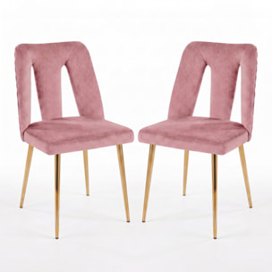 Sedia Imbottita in Effetto Velluto con Schienale Aperto e Gambe Oro, Design Moderno ed Elegante per Sala da Pranzo, Cucina, Soggiorno, Studio e Ufficio