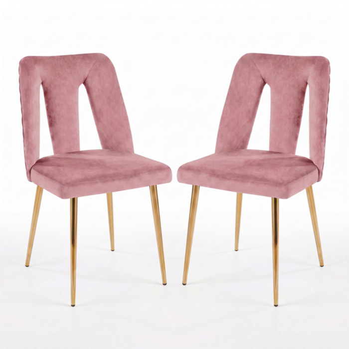 Sedia Imbottita in Effetto Velluto con Schienale Aperto e Gambe Oro, Design Moderno ed Elegante per Sala da Pranzo, Cucina, Soggiorno, Studio e Ufficio