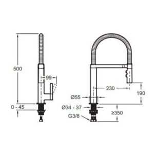 Mitigeur cuisine Spirale Bec haut chrome douchette extractible