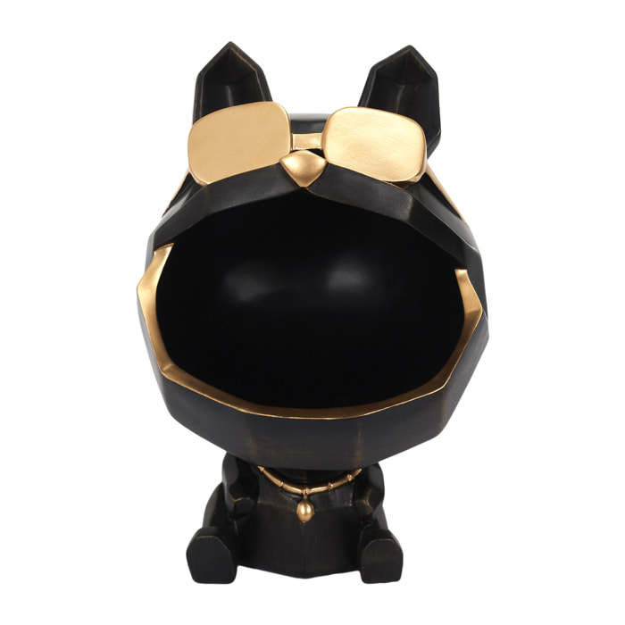 Sculpture Chien A Lunettes Noir Vide Poche