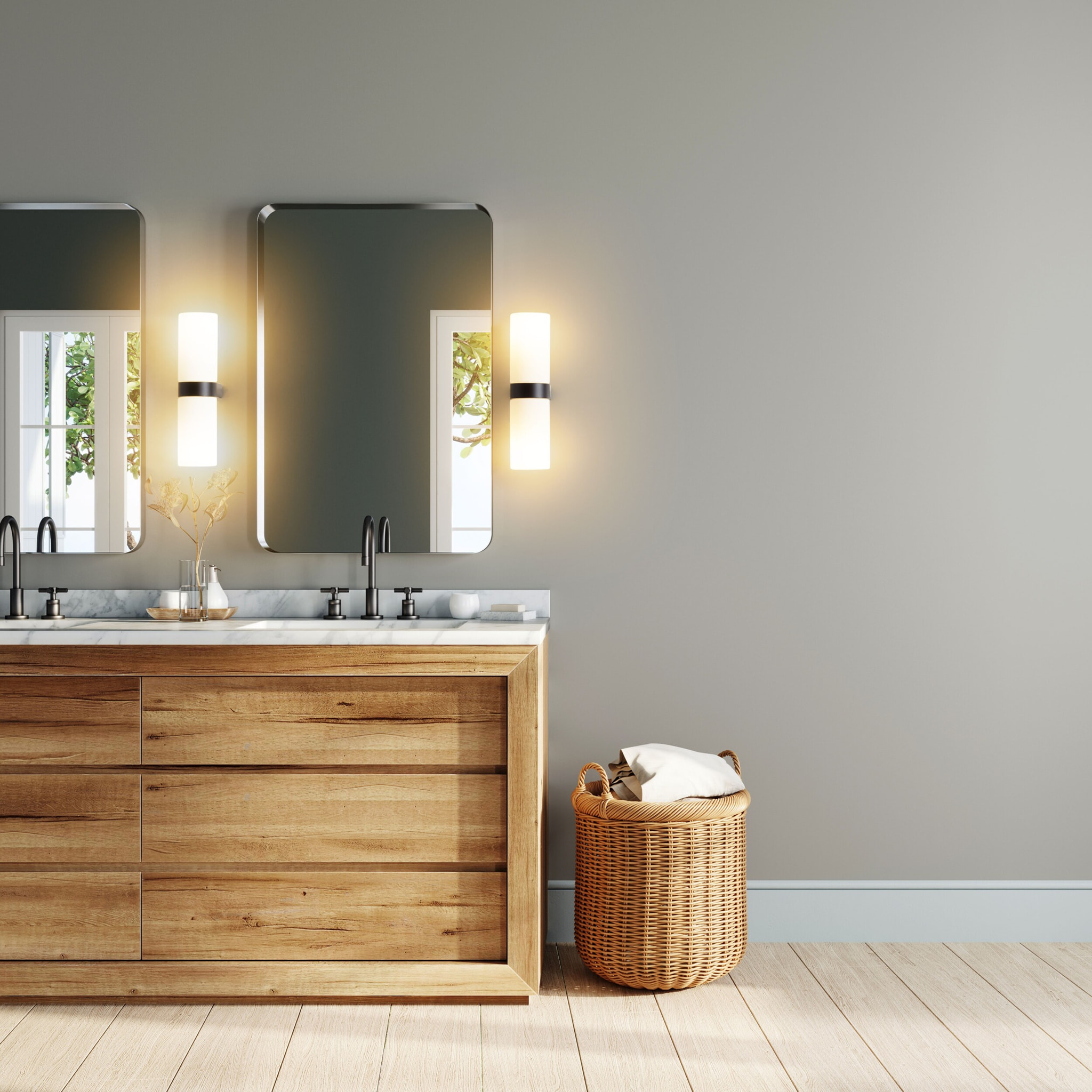 Forlight Metà - Aplique de Pared para Baño con IP44 para Bombillas 2xE14 Fabricado en Aluminio Negro y Difusor de Cristal Opal