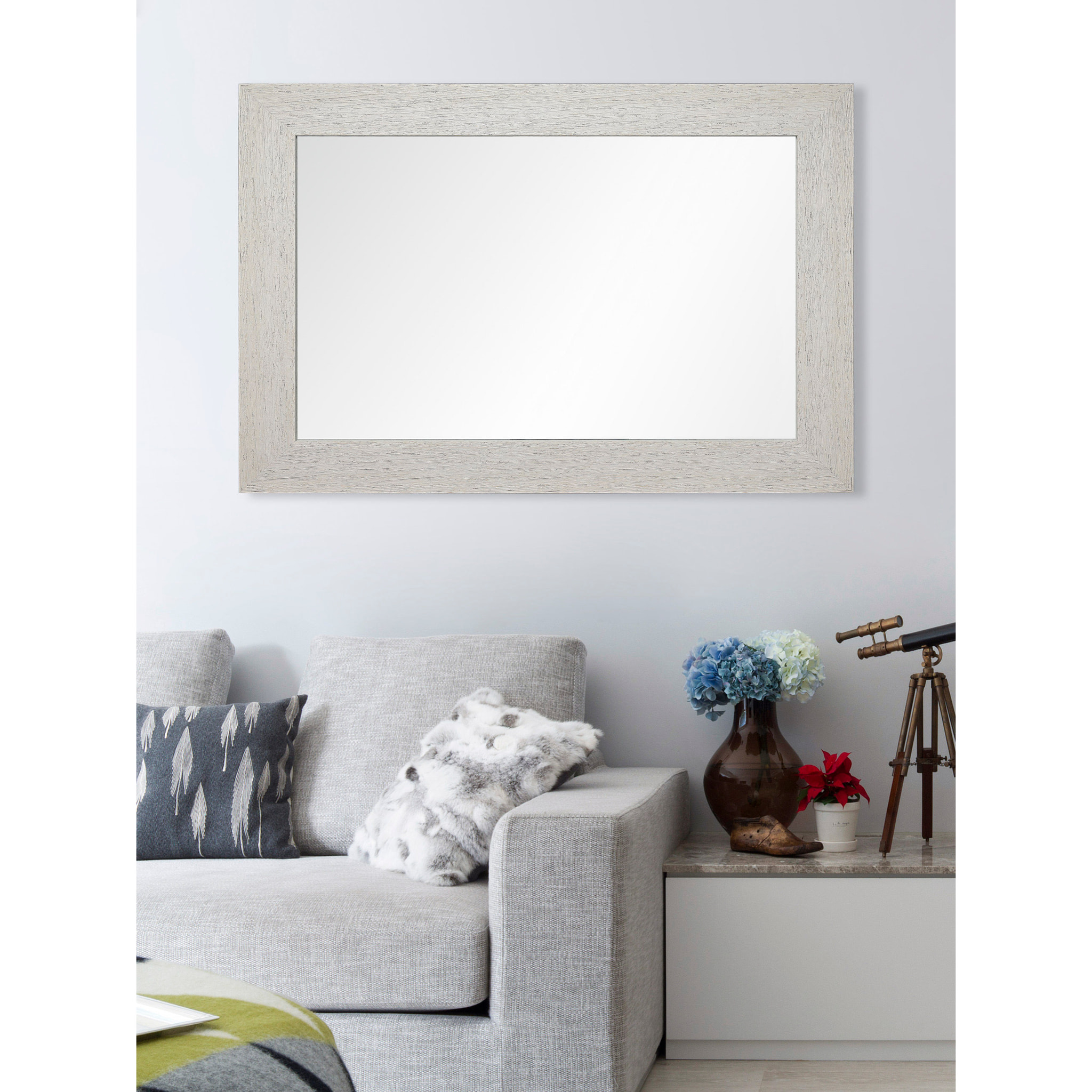 Espejo rectangular Vintage poliestireno blanco decapé 109x79x2 cm