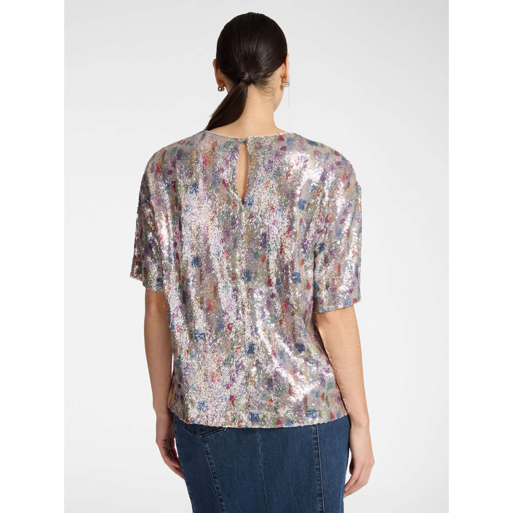 Elena Mirò - Blusa in tulle con paillettes - Grigio