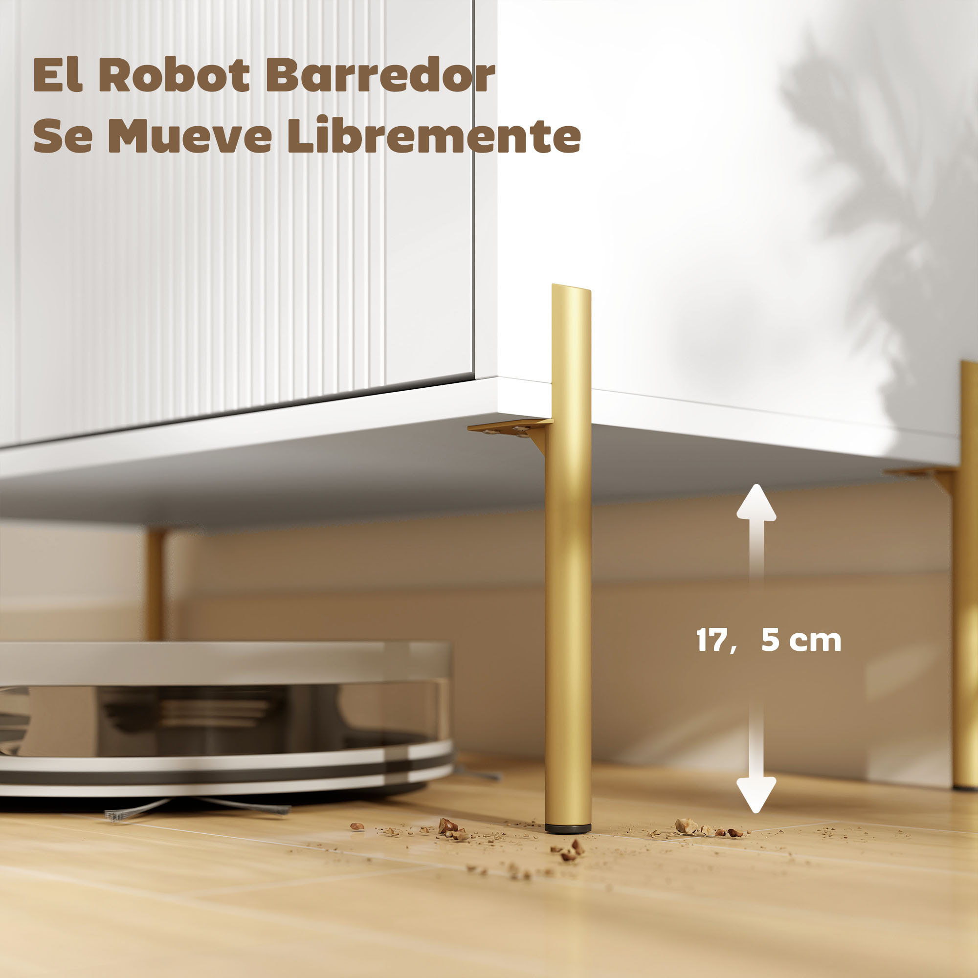 Aparador Moderno de 2 Puertas, Aparador de Salón con 3 Cajones, Estantes Ajustables, Encimera con Efecto Mármol, Patas de Acero, para Cocina, Entrada, Dormitorio, Blanco, 120x39,1x76 cm
