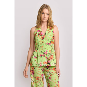Kocca - Top con stampa floreale all over Donna, Fantasia, Scollo a V