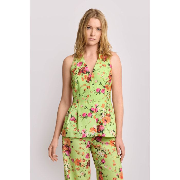 Kocca - Top con stampa floreale all over Donna, Fantasia, Scollo a V