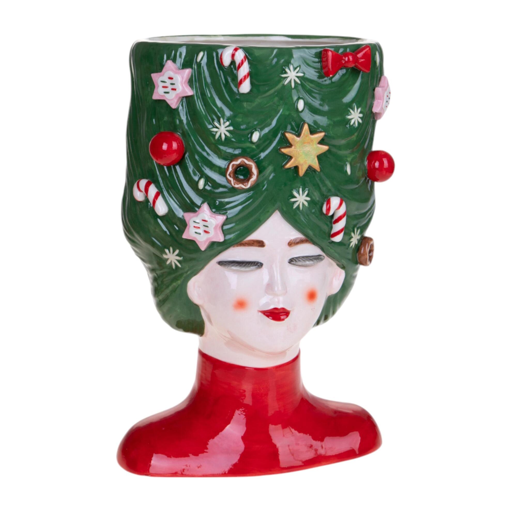 Cachepot regina del Natale - Pezzi 1 - 17,5xH28x16,5cm - Bianchi Dino SpA