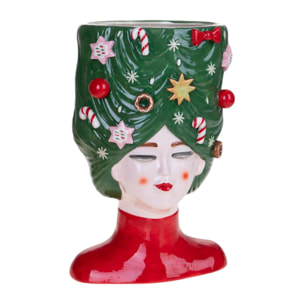 Cachepot regina del Natale - Pezzi 1 - 17,5xH28x16,5cm - Bianchi Dino SpA
