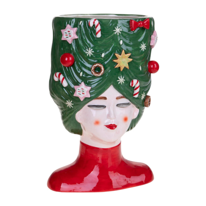 Cachepot regina del Natale - Pezzi 1 - 17,5xH28x16,5cm - Bianchi Dino SpA