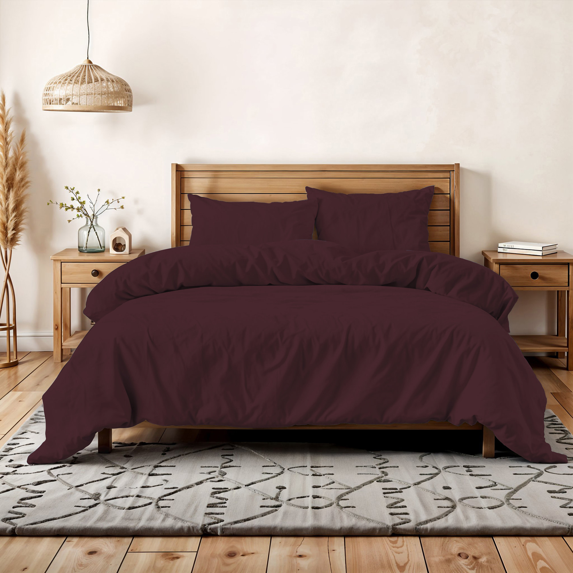 PARURE COPRIPIUMINO WATER WASHED, 100% Microfibra, No Stiro - BORDEAUX