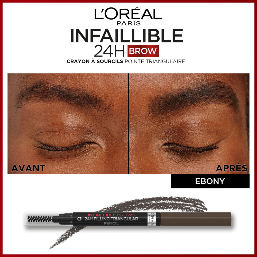 L'Oréal Paris Infaillible 24H Brow Crayon à Sourcils Pointe Triangulaire 1 Ebony