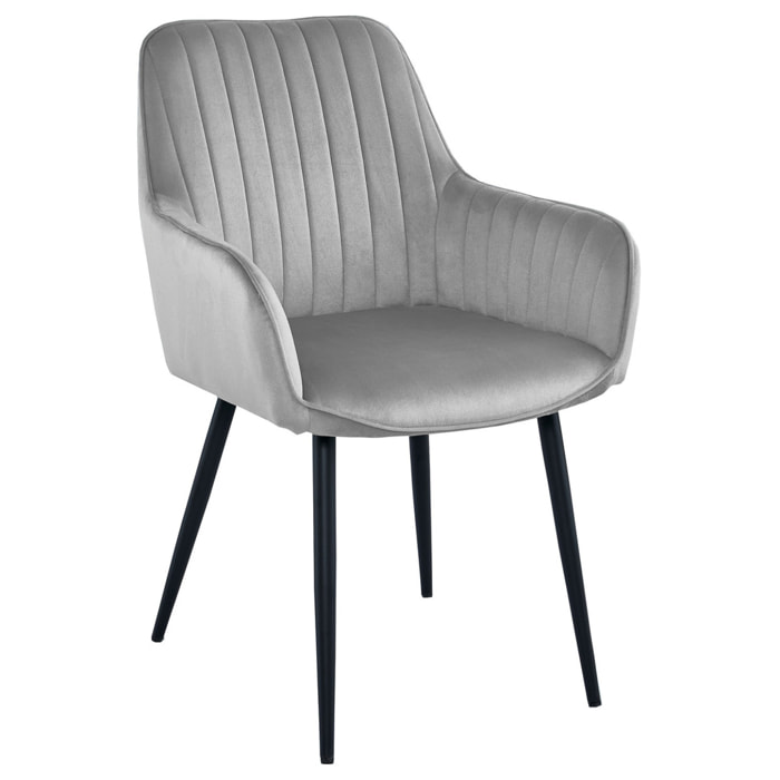Sedia con braccioli Solden in velluto grigio argento