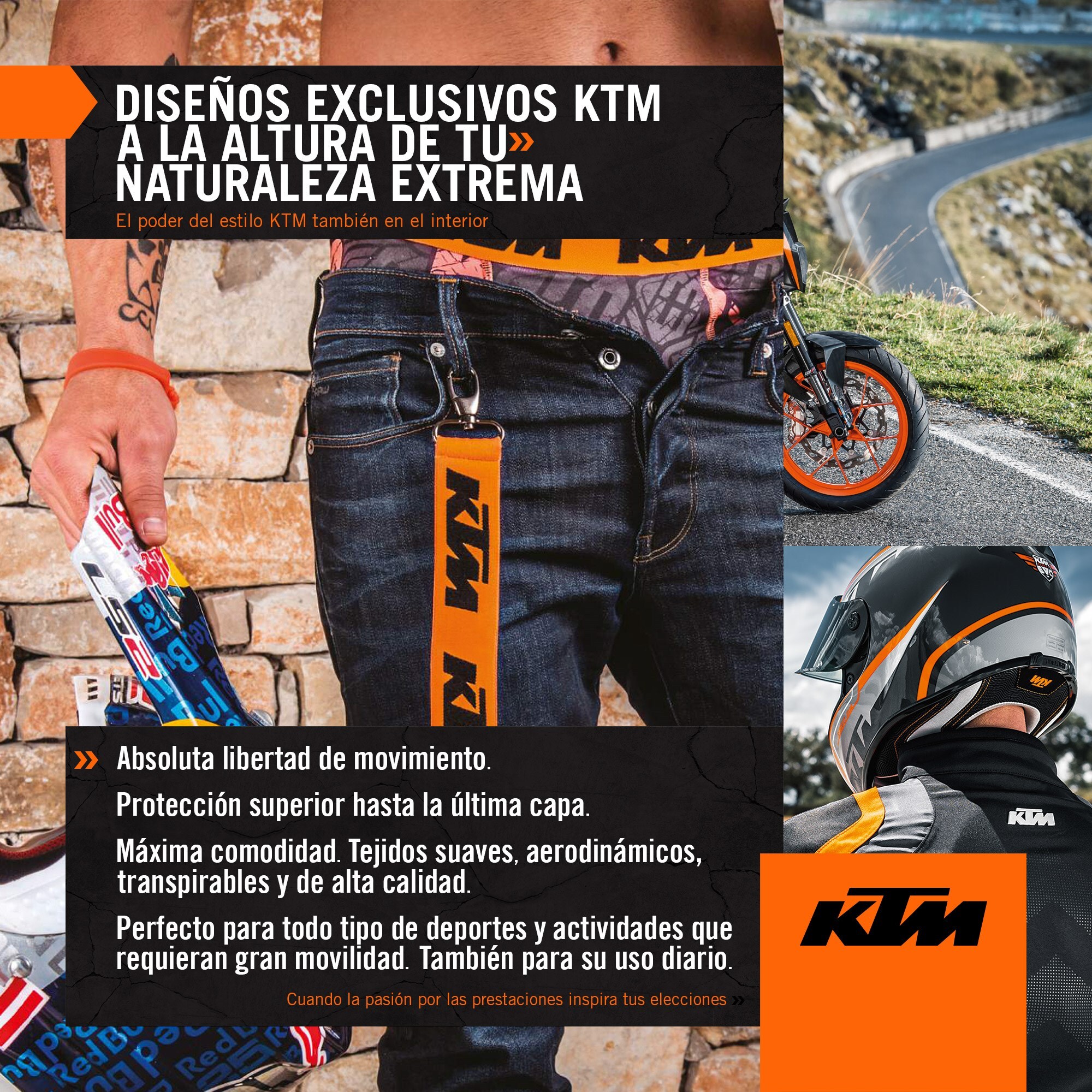 Set de 4 calzoncillos bóxer ktm  naranja y gris oscuro