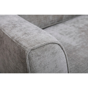 Canapé d'angle droit design en tissu effet velours texturé gris 3 places GRAMMY