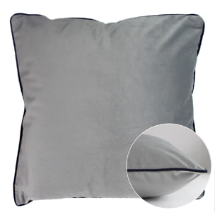 Housse de coussin Velours uni platine-marine