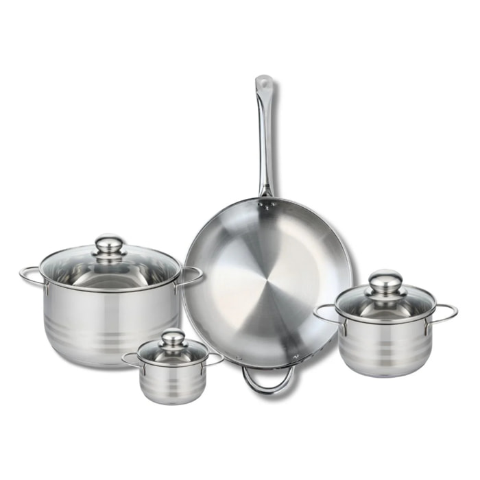 Ensemble de 1 Poêle de cuisson 32 cm et 3 faitouts 12, 16 et 24 cm Elo Profi Brillant