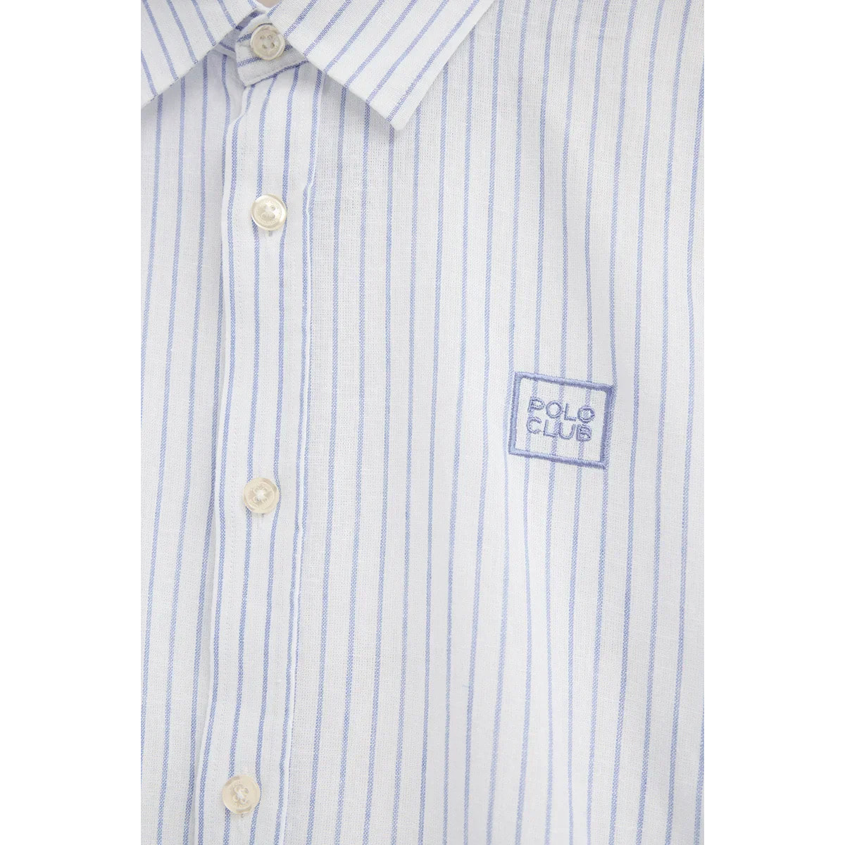 Camisa de rayas cotolino blanca de cuello francés de corte regular y bordado Polo Club