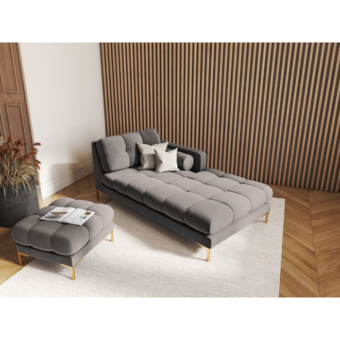 Méridienne droite "Bali" en velours gris clair