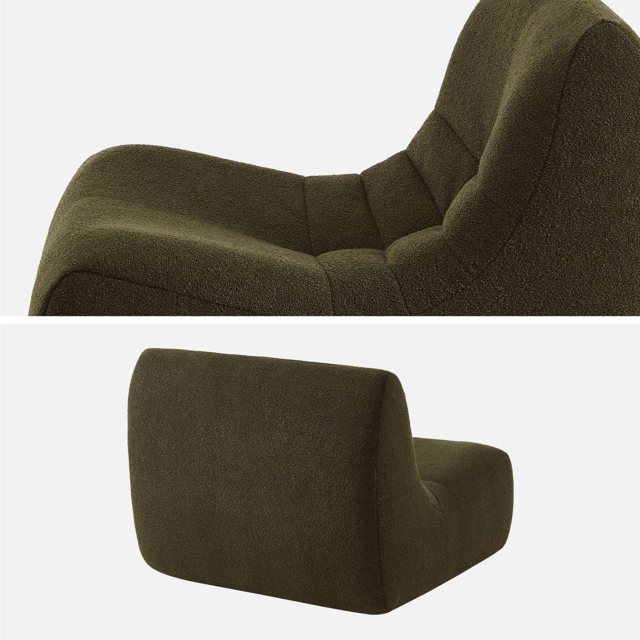 Lot de 2 fauteuils chauffeuses en bouclette texturée kaki style contemporain 1 place